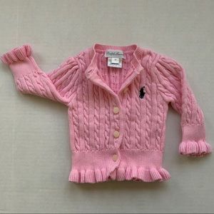 Ralph Lauren Cable Peplum Cardigan Baby Size 3M
